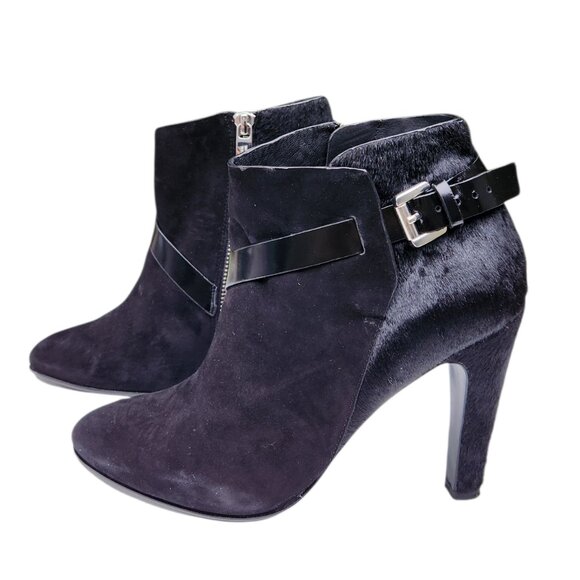 Sigerson Morrison Suede Calf Hair Pony Lux Black Ankle Boots Size 7 - Picture 10 of 13